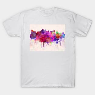 Boston skyline in watercolor background T-Shirt